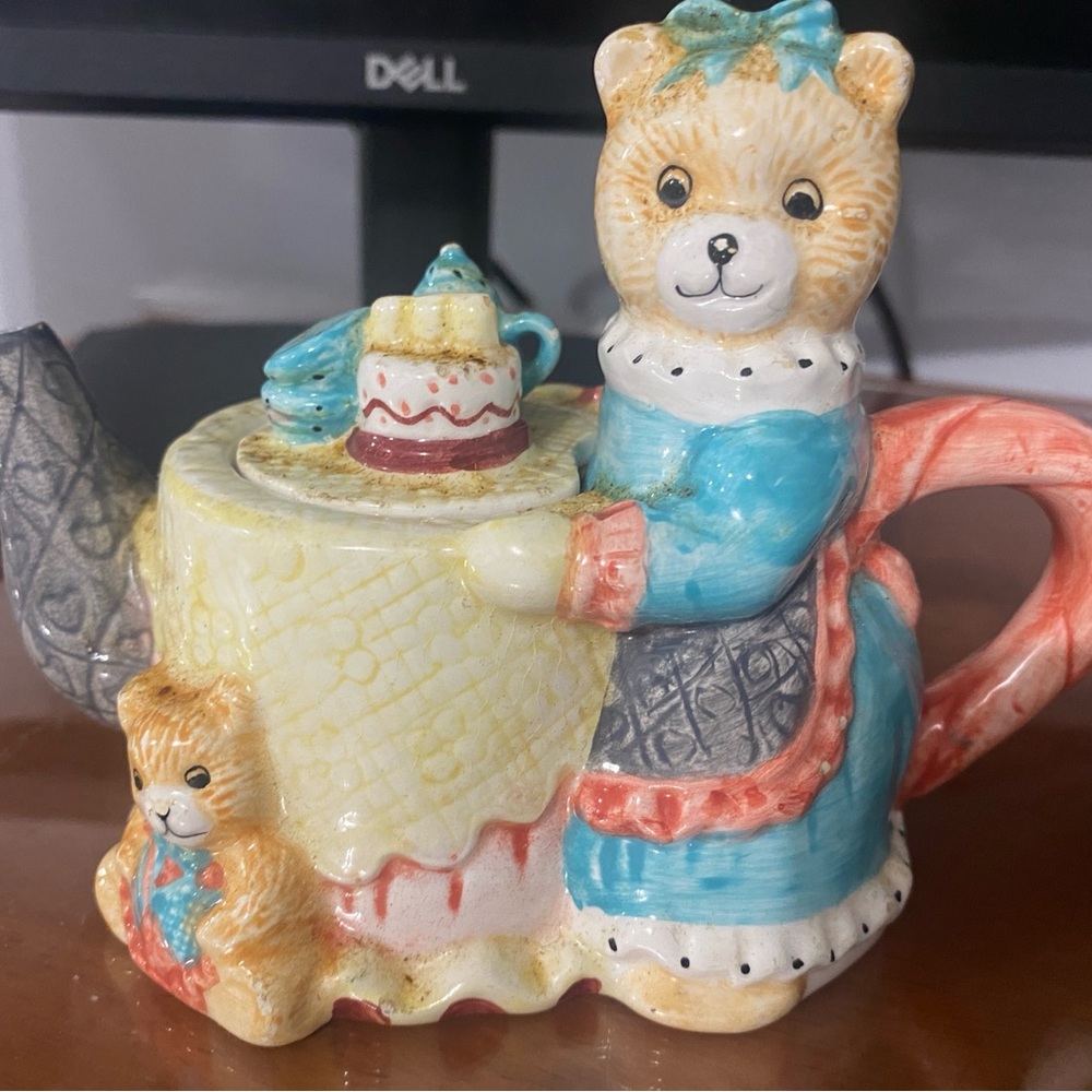 Charming Bear Teapot with Blue Dress
